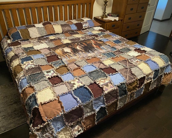 Wild Horse Country King Size Size Patchwork Rag Quilt Set With Shams Etsy Canada