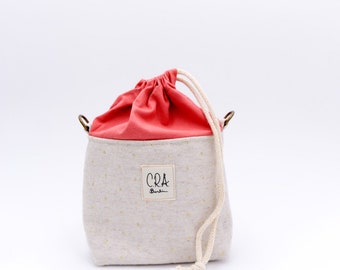 Handgemachte Mini Tote & Eimer | Mini Tocket Tasche | kleine Tasche | Kosmetiktasche | rot | Leinwand | Goldpunkte