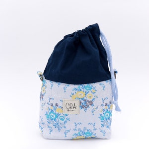 Mini fourre-tout et seau faits main | mini-sacoche | petit sac | trousse à maquillage | bleu | fallas | fleurs