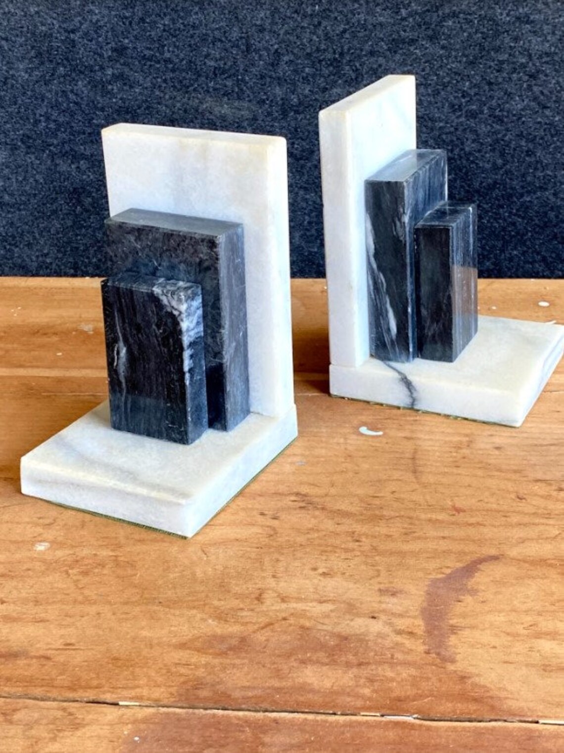 Black and White Marble Bookends Etsy