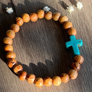 Authentic Olive Wood Bracelet with beads from Bethlehem