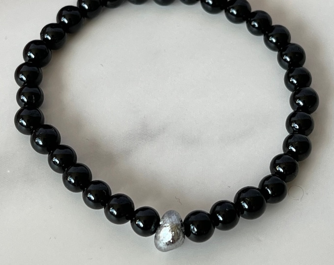 Black Tourmaline &  Muonioalusta Meteorite Bracelet Rare Special Edition