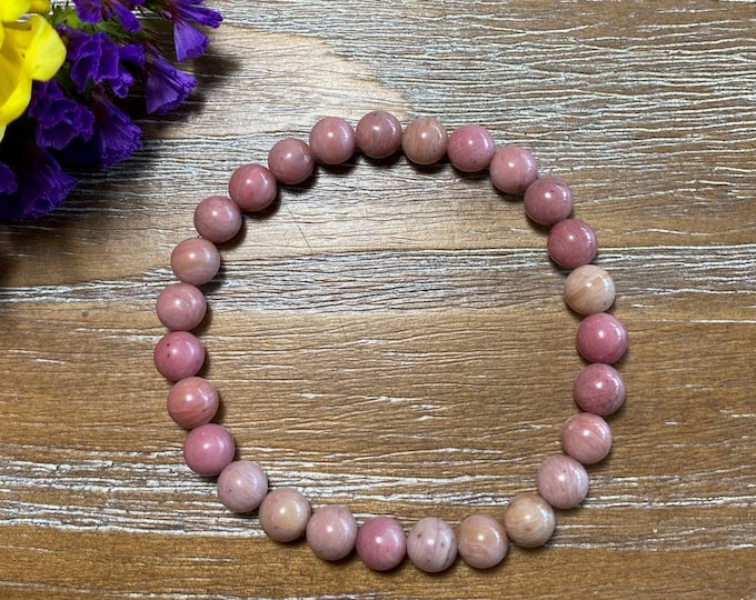 Rhodonite 6mm Beaded Bracelet
