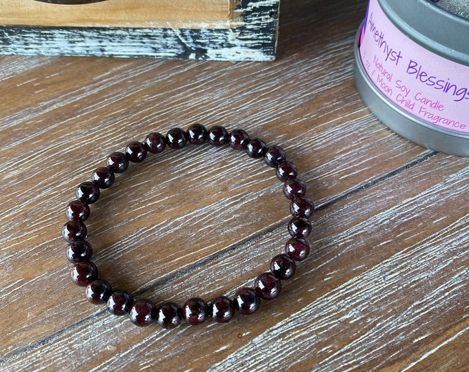 Empowering Garnet 6mm Beaded Gemstone Bracelet