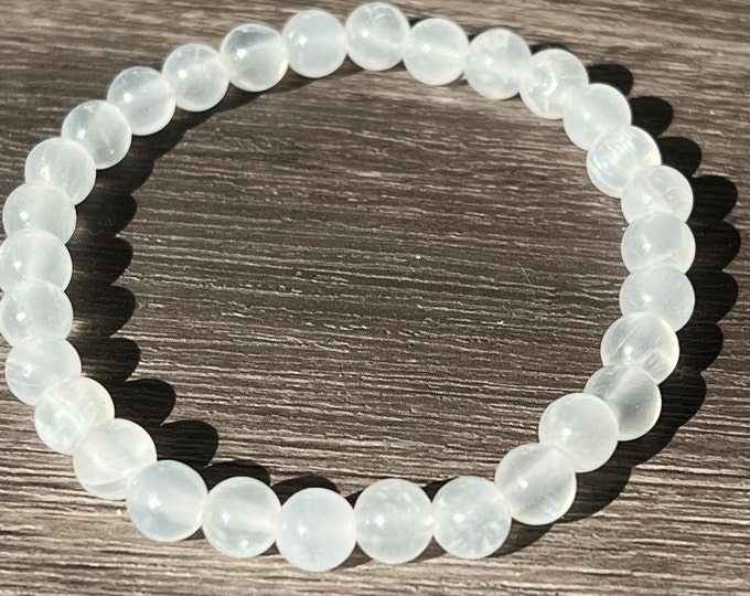 Selenite Gemstone Beaded Bracelet