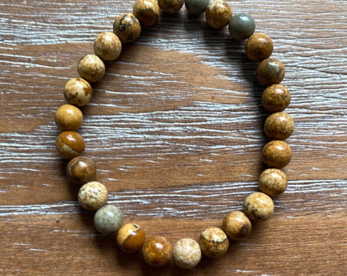 Picture Jasper Gemstone Beaded Bracelet