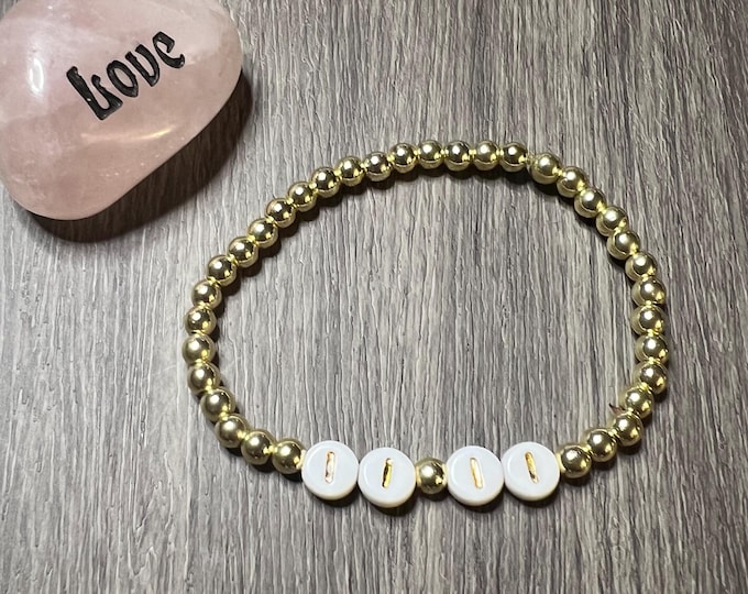 Angel Number 11:11 Gold Hematite Bracelet (Bead size 4mm)