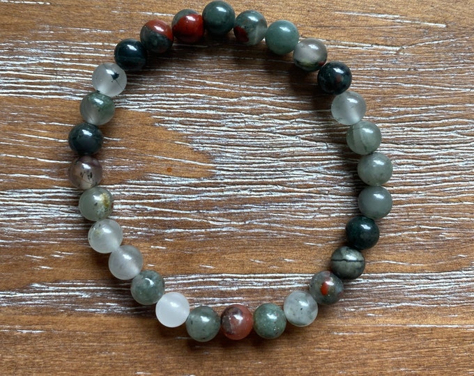 African Bloodstone Beaded Bracelet