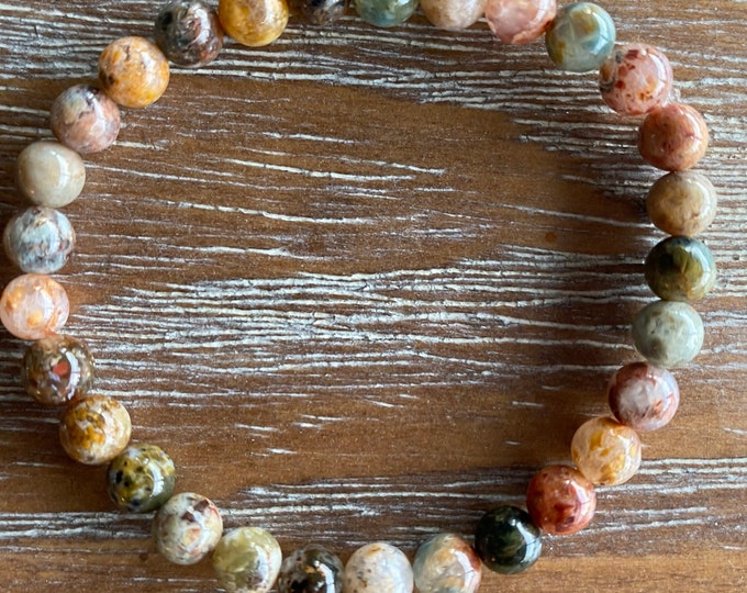 Rainbow Ocean Agate Gemstone Beaded Bracelet