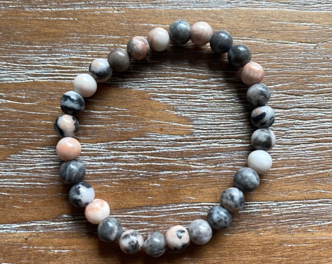 Pink Zebra Jasper Gemstone Beaded Bracelet