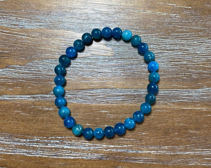 Blue Apatite Gemstone Beaded Bracelet