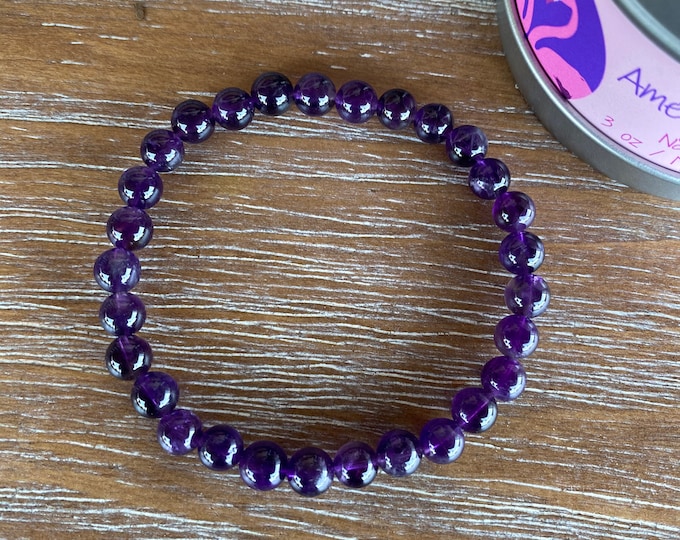 Protective Amethyst 6mm Beaded Bracelet
