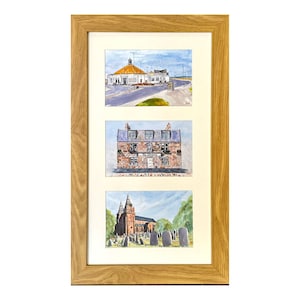 110 Aberdeen, Écosse. Un ensemble de trois estampes de mes croquis de scènes à Aberdeen et ses environs, en Écosse