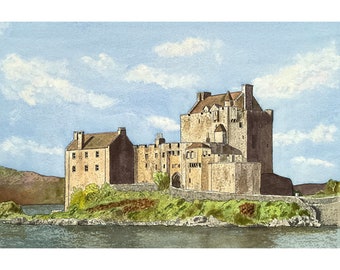 073 Eilean Donan Castle Print, Scottish Watercolour Painting