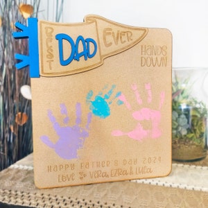 Best Dad Ever Personalized Handprint Father&#39;s Day Sign | Kids Handprint Sign | Gift For Dad | Father&#39;s Day Gift