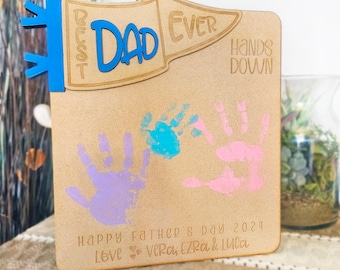 Personalized Handprint Father's Day Sign | Custom Kids Art