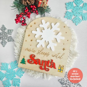 Christmas Countdown Calendar Sign | Sleeps Until Santa Dry Erase Board | Christmas Home Decor