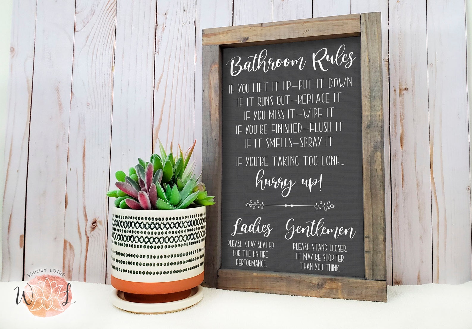 Bathroom Rules Wood Sign Rustic Farmhouse Decor Funny Etsy