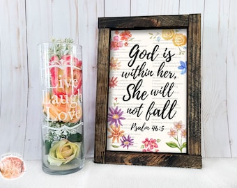 Psalm 46:5 Scripture Sign | Rustic Framed Wood Decor