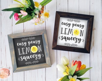 Lemon Squeezy Rustic Farmhouse Wood Sign: Framed Summer Decor