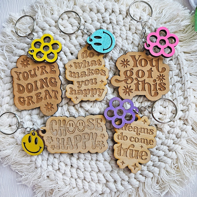 Retro Inspirational Keychain: Positive Affirmation Gift - Etsy