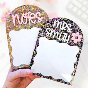 Teacher Personalized Note Pad Reusable | Dry Erase Note Pad | Custom Note Pad Holder | Teacher Appreciation Gift | Back To School