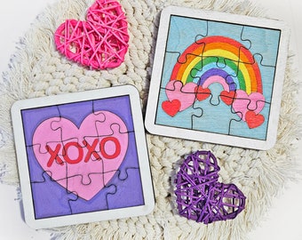 Valentine Wooden Puzzle Game Board: Kids Travel Favor