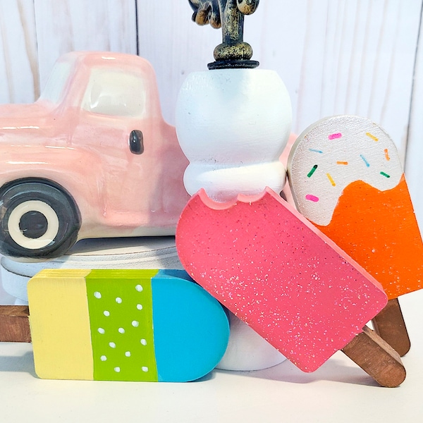 Popsicle Mini Wooden Decor | Spring Summer Tiered Tray Decor Accent