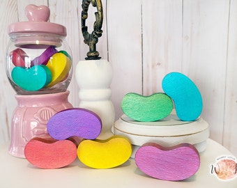 Mini Wood Jellybeans, Metallic Easter Tiered Tray Decor, Set of 6