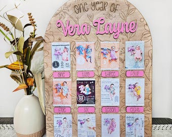 Baby First Year Photo Board: Birthday Milestone Sign