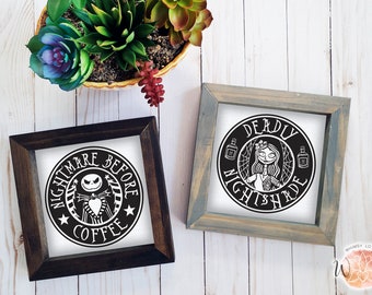 Nightmare Before Christmas Coffee Sign: Rustic Farmhouse Halloween Decor