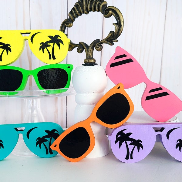 Sunglasses Mini Wood Decor | Spring Summer Tiered Tray Decor Accent