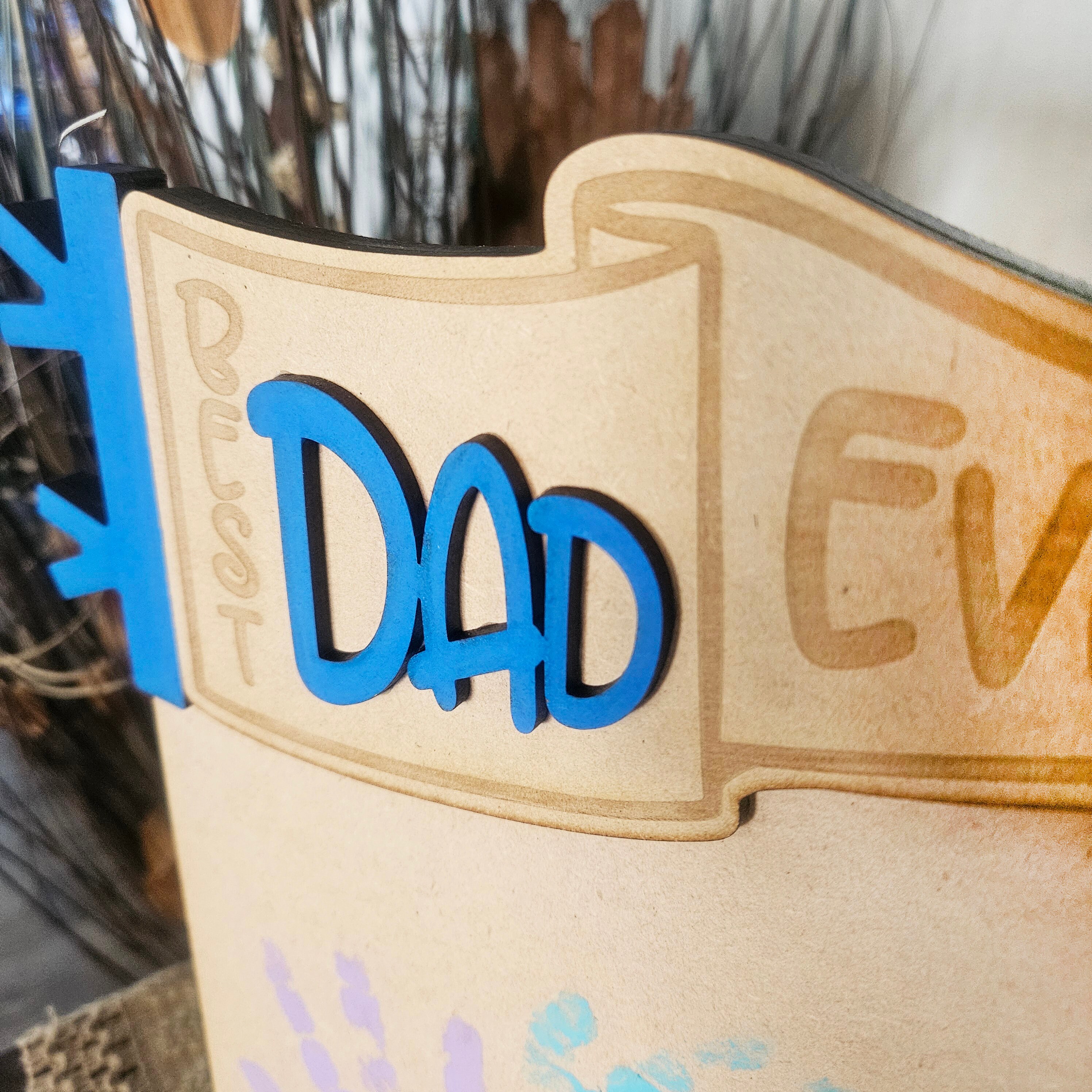 Father Figure Sign Personalized Handprint Father's Day Sign | Custom Kids Art - Etsy