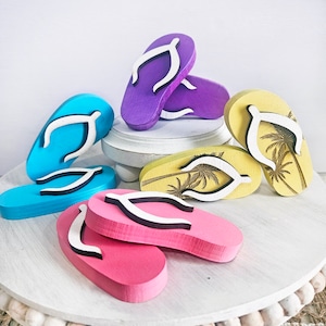 Flip Flops Mini Wooden Summer Table Decor | Spring Tiered Tray Decor | Summer Shelf Accent