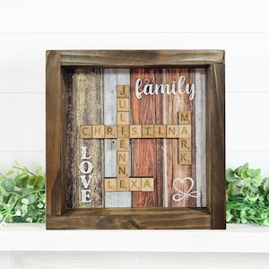 Scrabble Family Name Board | Personalized Crossword Wood Frame
