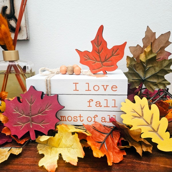 Fall Leaf Wooden Tier Tray Tabletop Decor | Fall Tabletop Decor | Autumn Home Decor