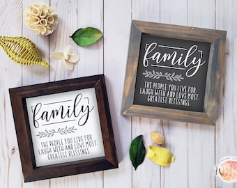 Family Definition Wood Sign: Rustic Framed Home Decor