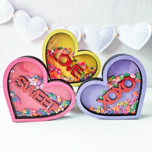 Conversation Candy Heart Shaker Valentine’s Day Sign | Tiered Tray Home Decor, Love Heart Tabletop Decor, Seasonal Valentine’s Home Decor