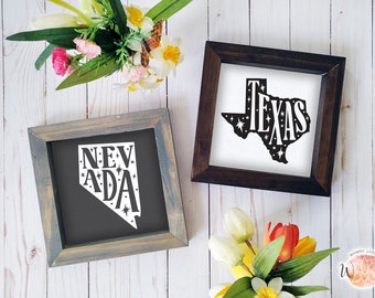 Home State Rustic Farmhouse Wood Sign | Personalized Custom Framed Sign