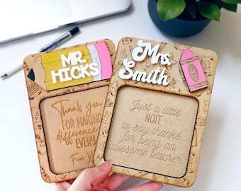 Personalized Teacher Post It Holder: Sticky Note Paper Desk Organizer