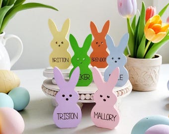Personalized Easter Peeps Decor | Easter Bunny Wooden Peep Decor | Tiered Tray Decor | Easter Holiday Decoration