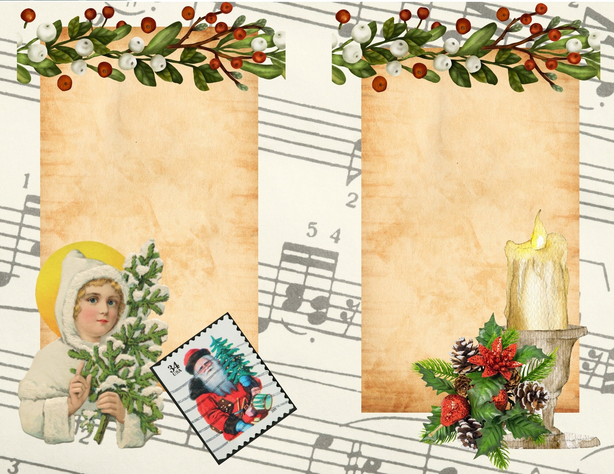 Vintage Christmas Junk Journal Pages Digital Download Instant Printable ...