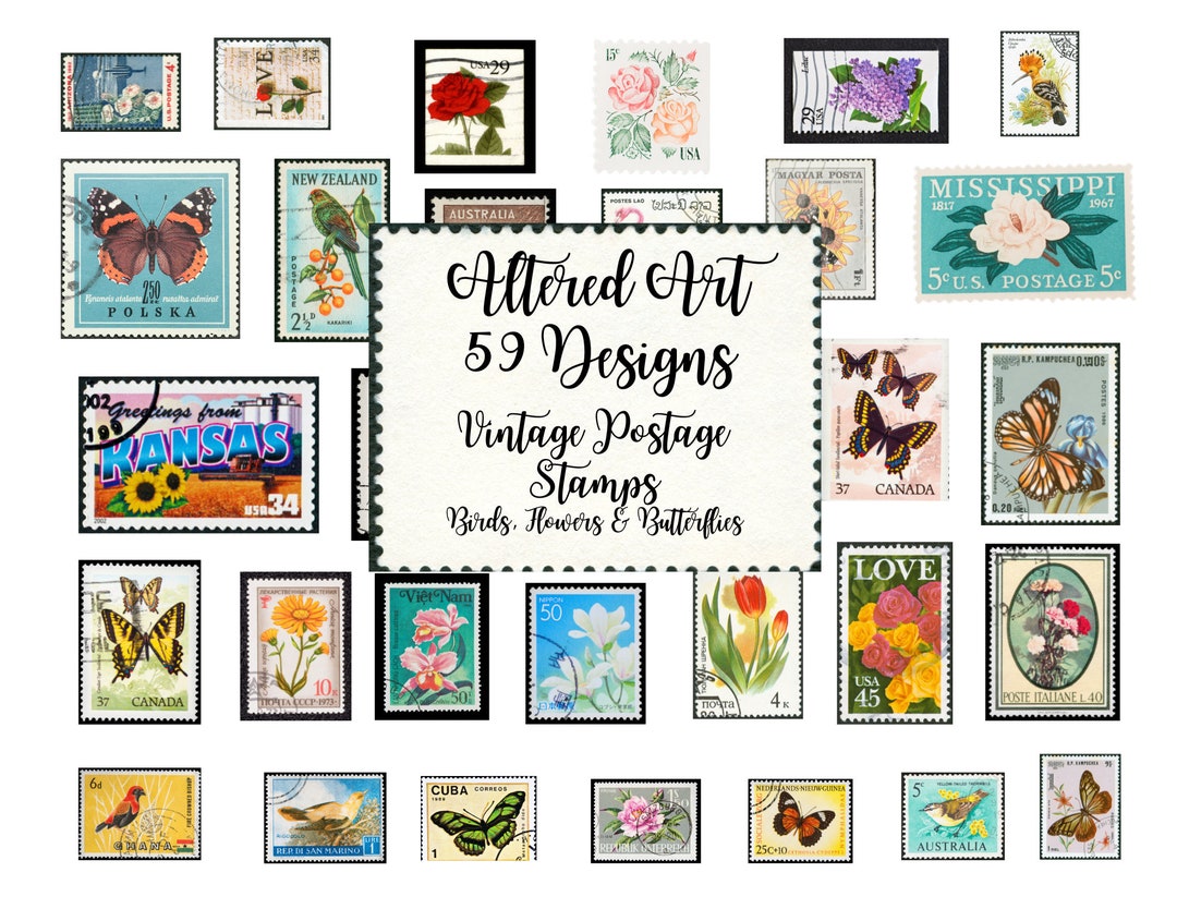 Vintage Postage Stamps, Digital Download Instant Printable for ...