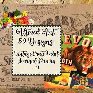 Vintage Fruit and Vegetable Crate Labels #1, Junk Journal Pages, Digital Download Instant Printable scrapbooking, ephemera,