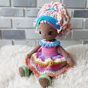 African Black Doll, Black African American Doll, Knitted Doll, Amigurumi Dolls for Sale, Handmade Dolls for Sale