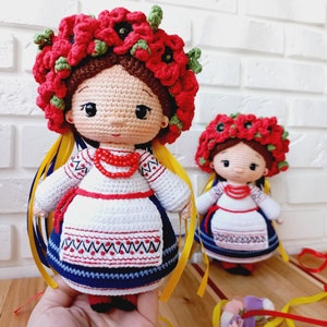 Crochet Ukrainian Doll, Handmade Ukrainian Souvenir, Symbol of Ukraine, Knitted baby doll, Nursery decor, Handmade doll for sale