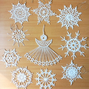 Crochet snowflakes (set of 10pcs), Christmas decoration, Amigurumi Snowflake, Christmas decor