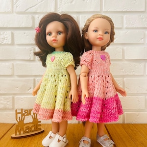 Crochet Dress for dolls, Handmade Knitted Dress for 13 Inch Dolls, 13 inch doll clothes, knit doll clothes, Doll Clothes for doll