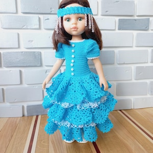 Paola Reina Puppenkleider, Häkelkleid für Puppen, Puppenkleid häkeln, Handgemachtes Kleid für 13 Zoll Puppen, Puppenkleidung, Puppenkleidung