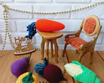 Jeu d'aliments au crochet : fruits et légumes amigurumi, jouets éducatifs